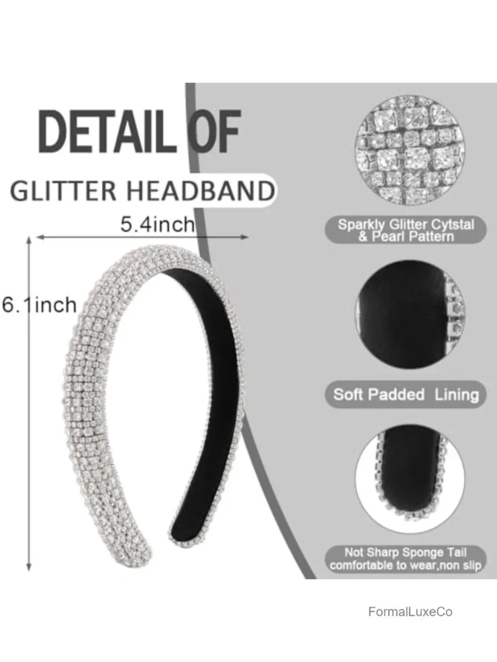 Rhinestone Crystal Headband Bling Padded Hair Accessory Party Glam